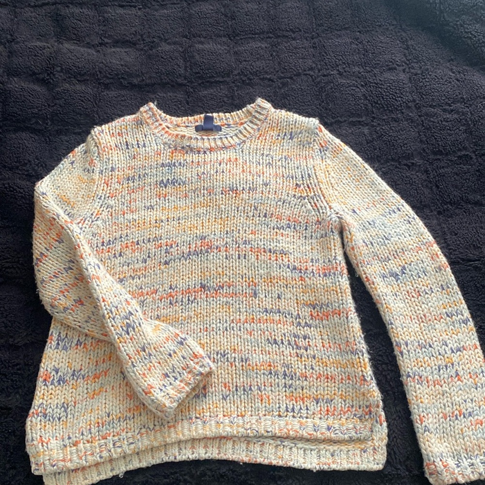 GAP cream and orange blue wool sweater size S